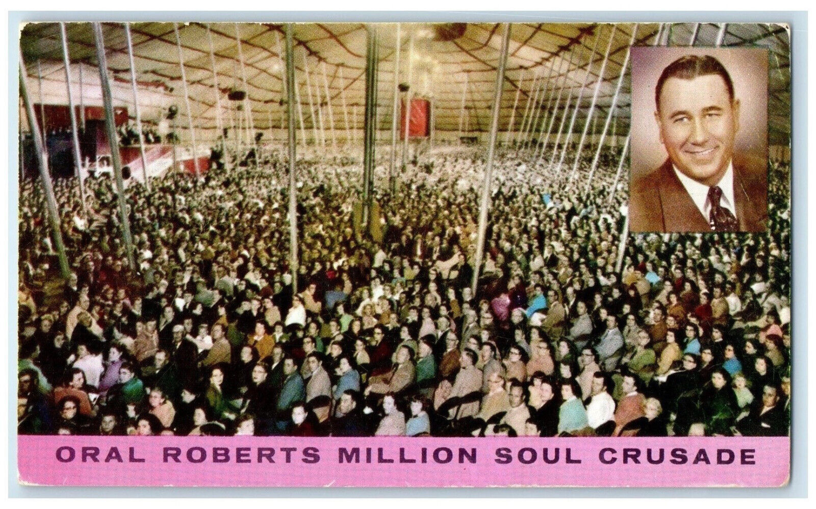 1958 Oral Roberts Million Soul Crusade Hamilton Ontario Canada Postcard