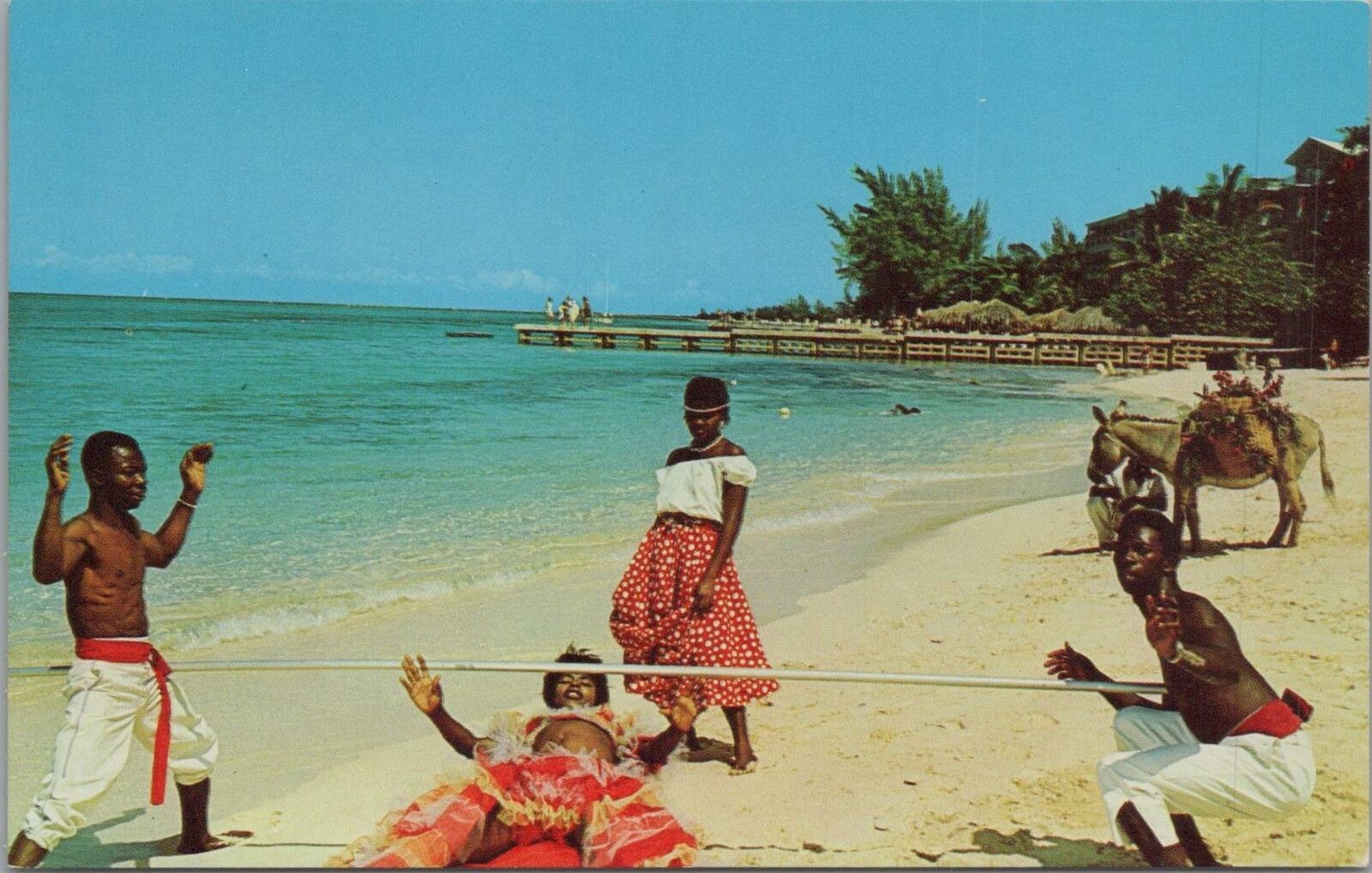 Postcard Doing the Limbo on the Beach in Jamaica WI 