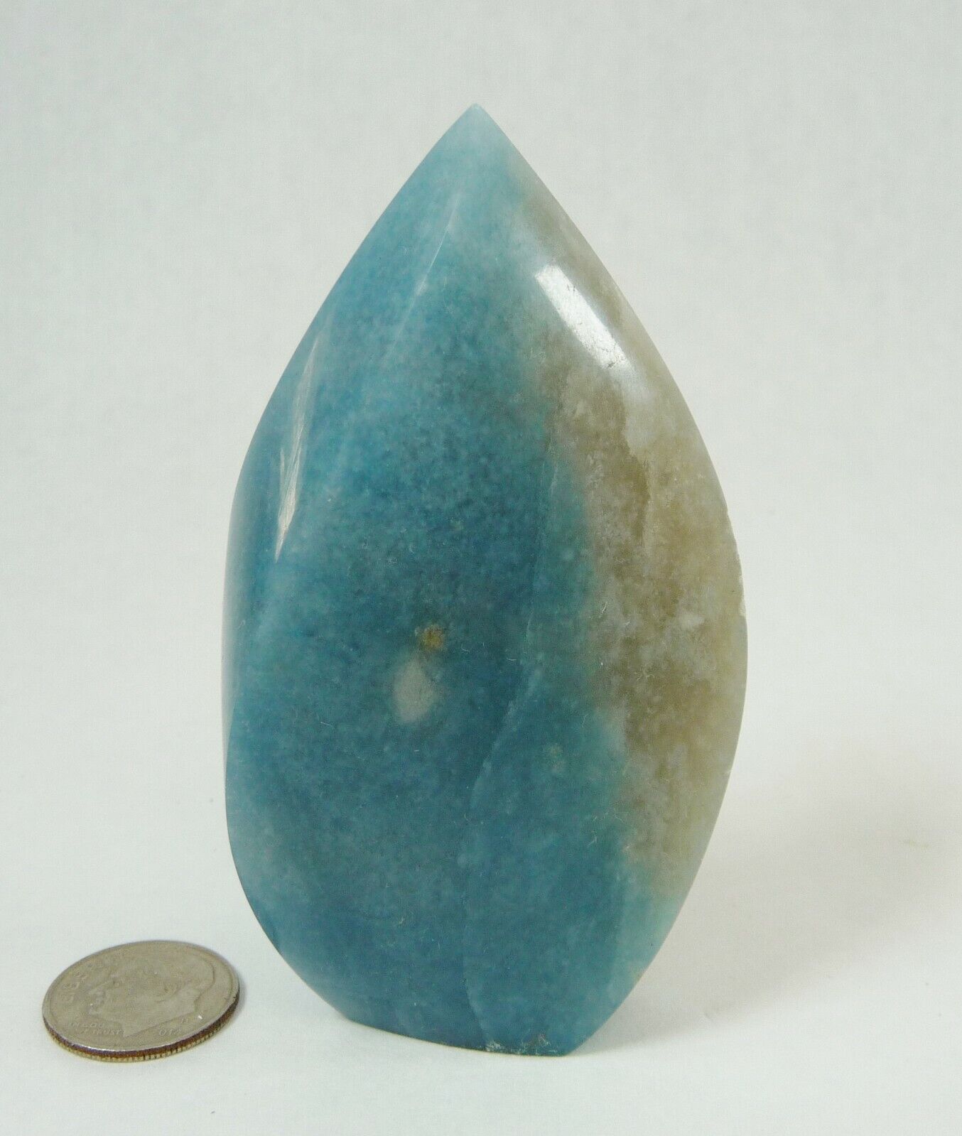 Trollite Blue Tourmaline Lithium Lepidolite Polished Flame Throat Chakra 112 gr