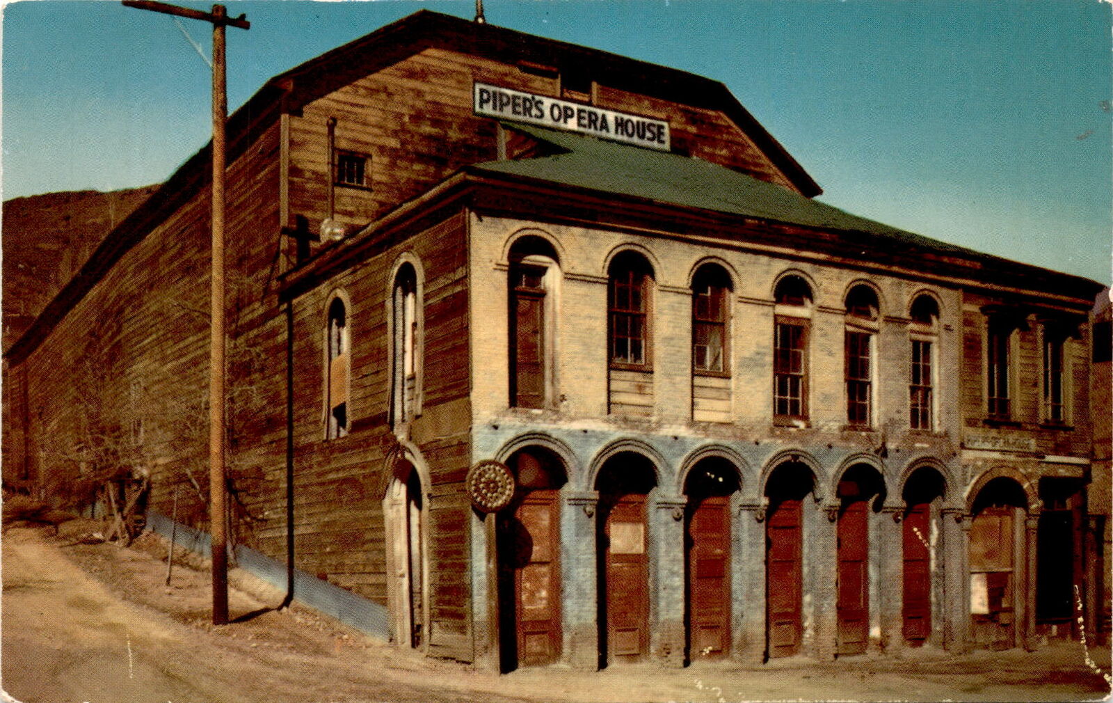 PIPERS OPERA HOUSE - EXTERIOR - Virginia City - Nev - weathered - aging Postcard