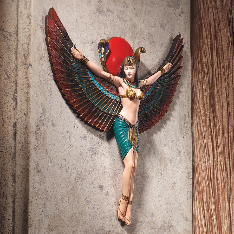 Goddess of Motherhood & Fertility Isis & Sun God Ra Egyptian Wall Sculpture