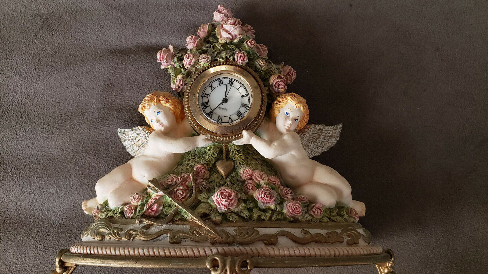 Rare Vintage Mantel Clock w Cherubs/Angels. Time for Love by Winslow.