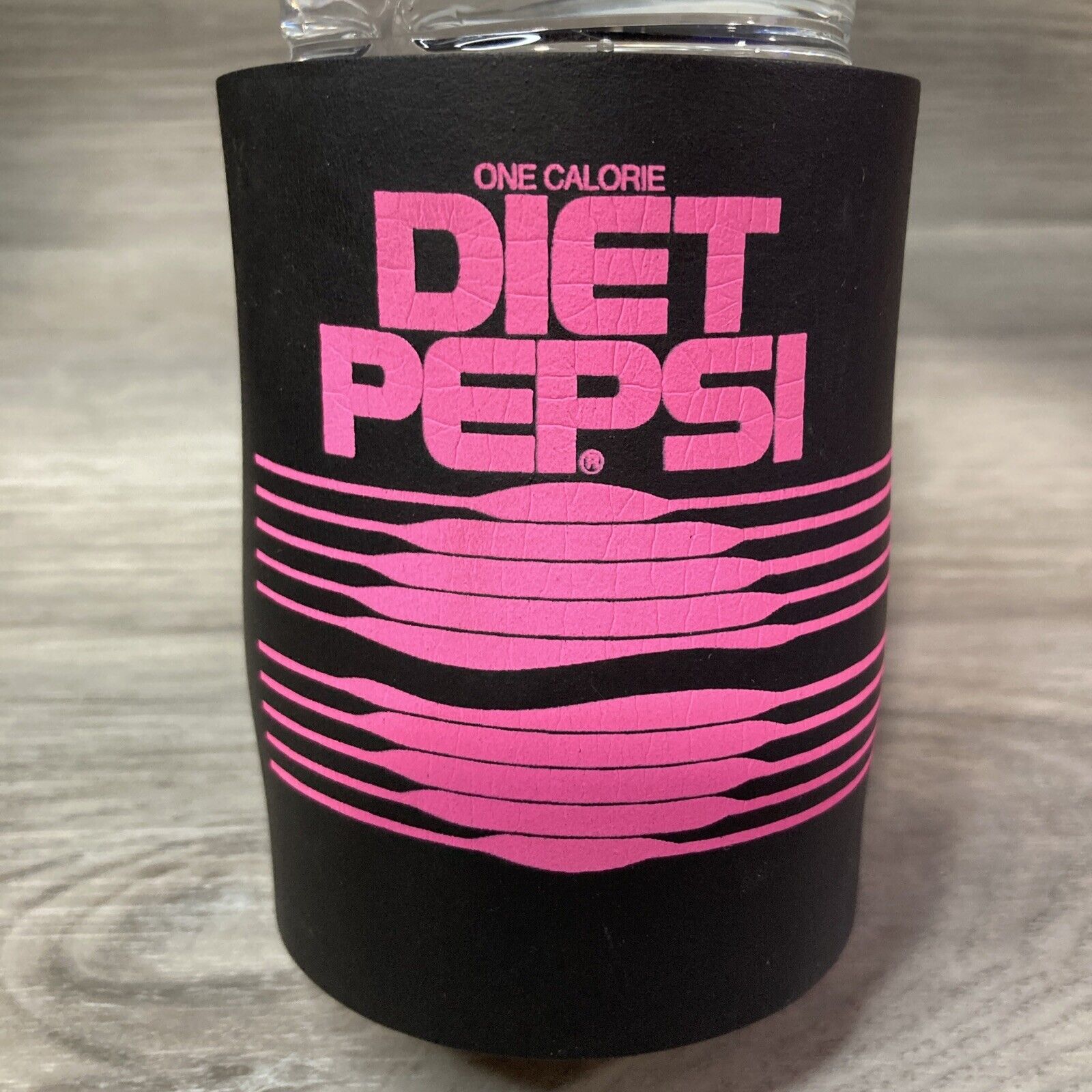 Vintage Diet Pepsi one calorie Beer Foam Can Koozie Koosie Can Cooler black pink