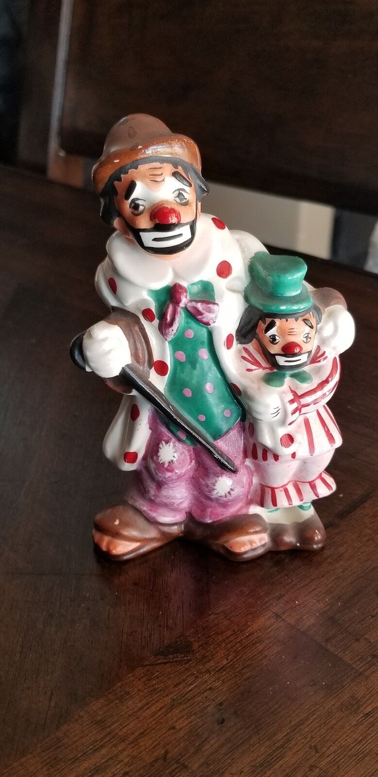 MID CENTURY * HAND PAINTED CERAMIC CLOWNS BY YONA ORIGINAL *  DATED 1956 * JAPAN