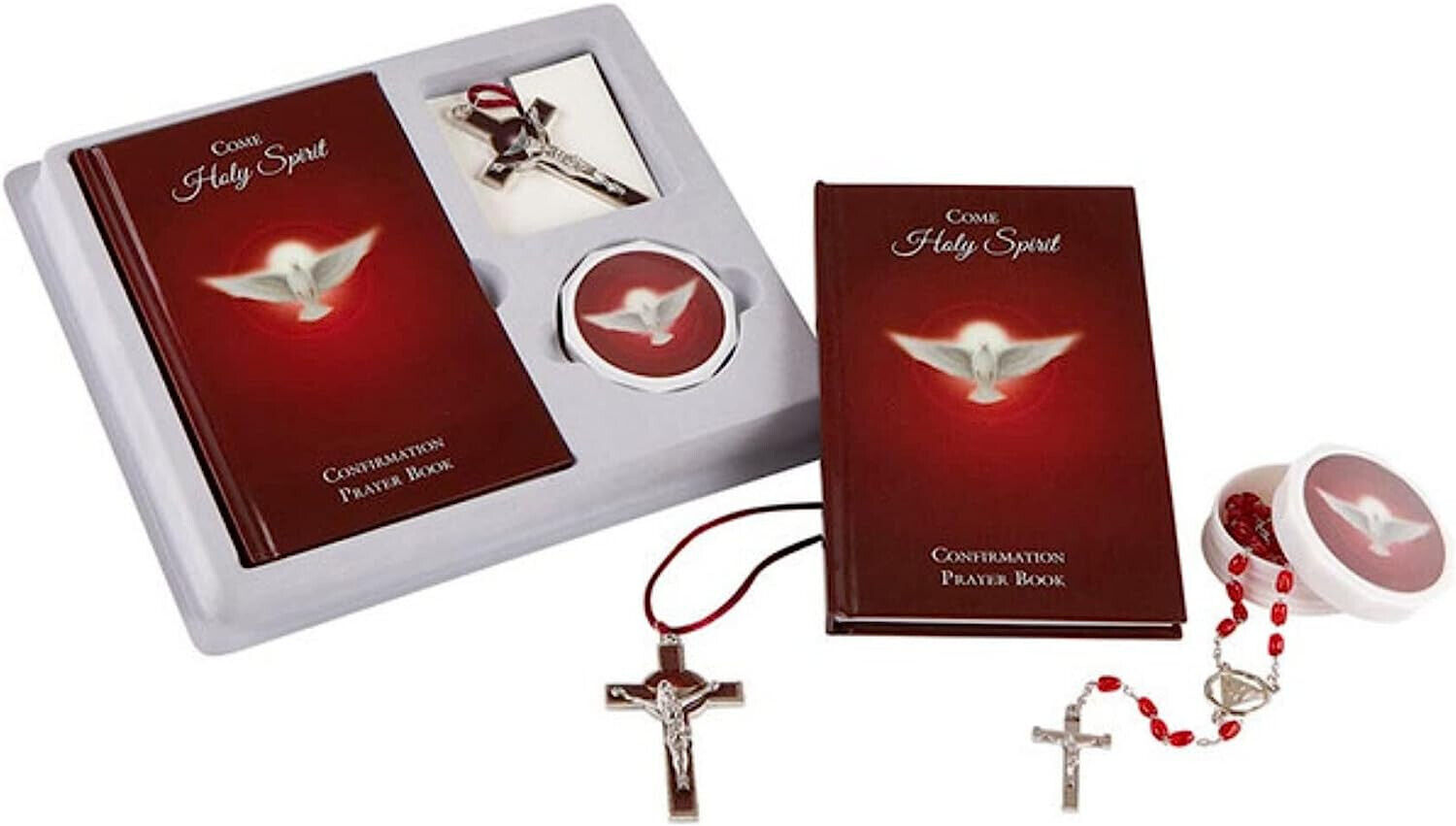 Come Holy Spirit Confirmation Boxed Set, Prayer Book, Rosary with Case, Pendant