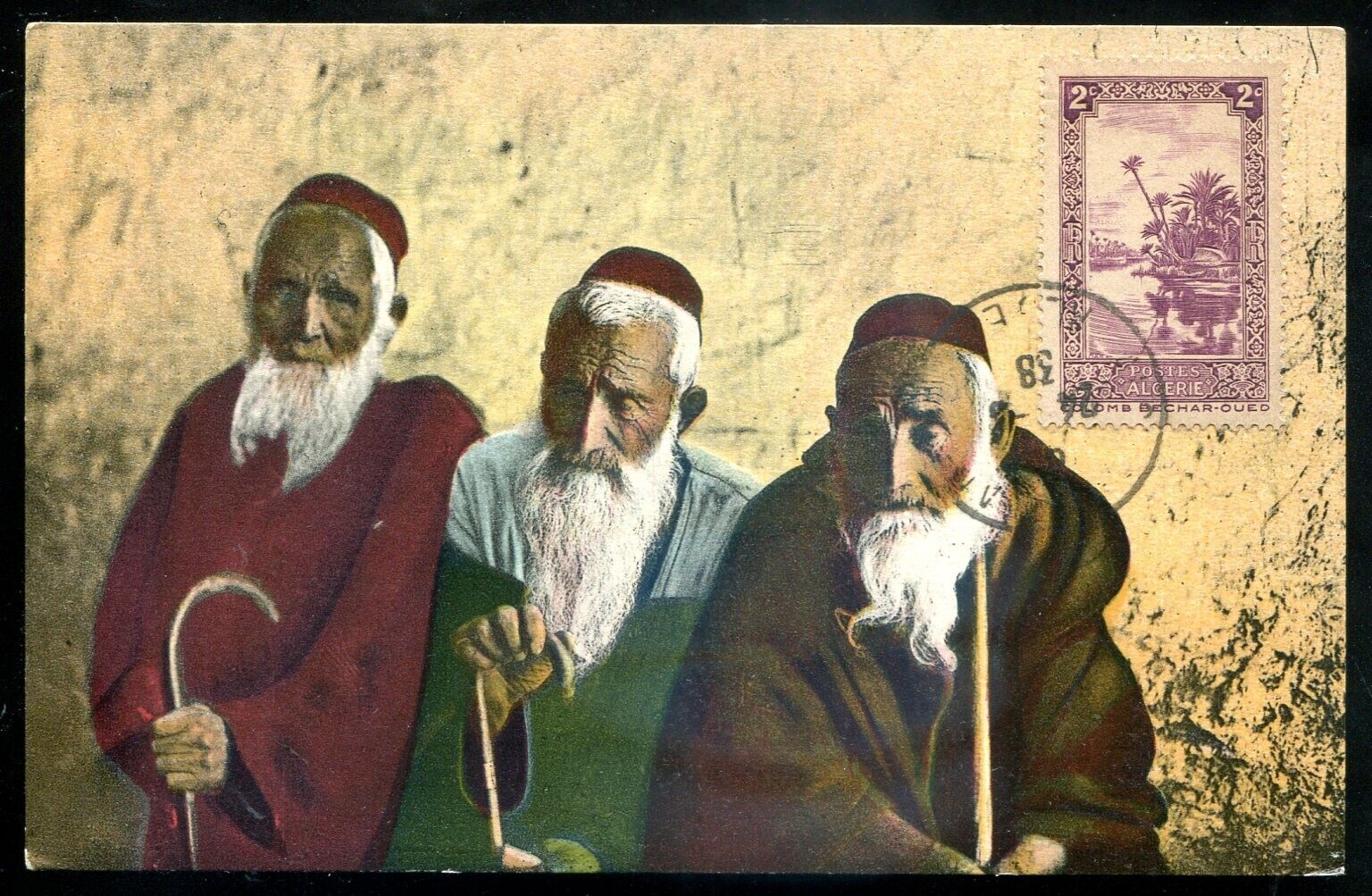 ALGERIA Postcard 1938 Old Israeli Men Judaica