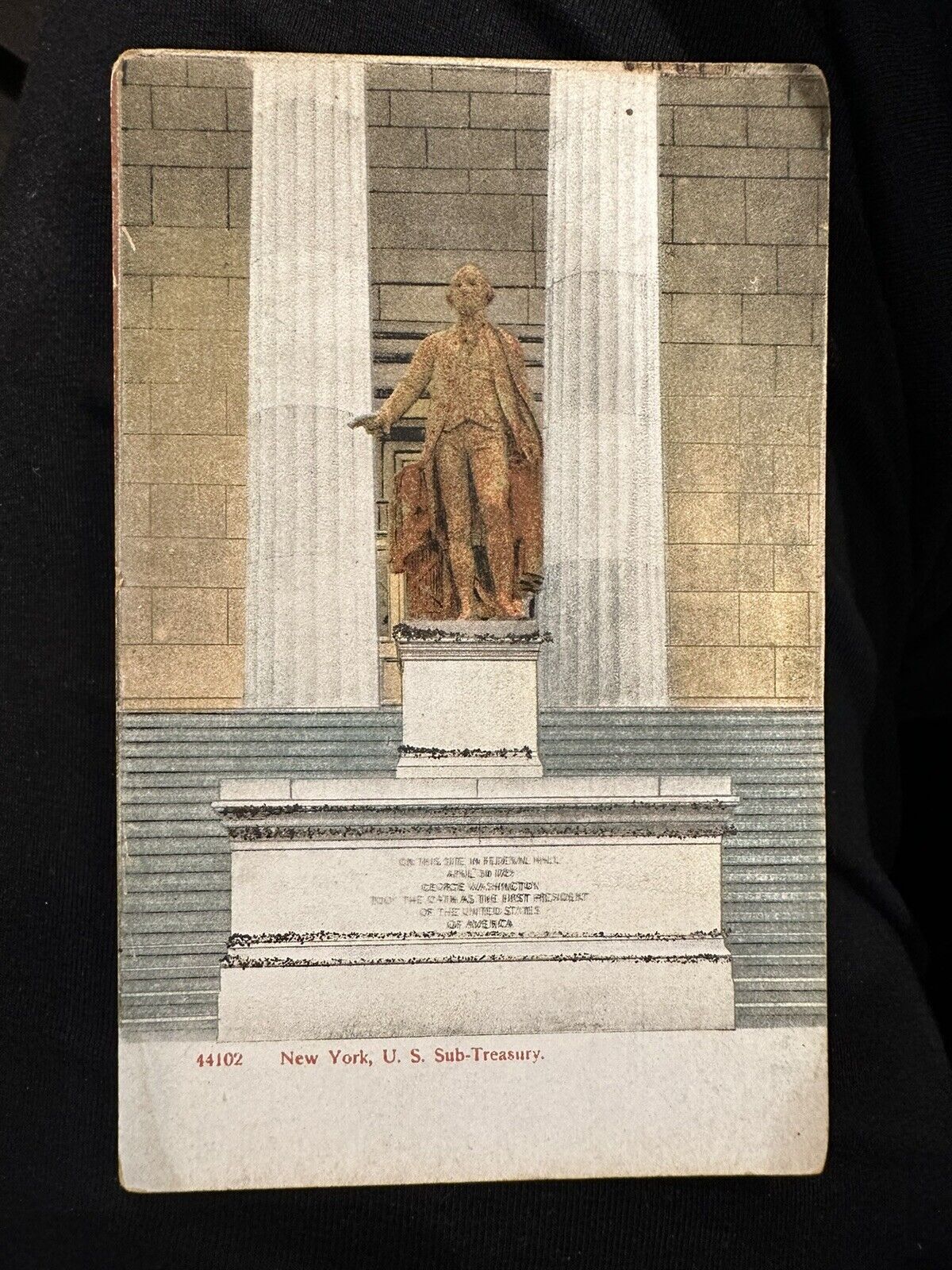 New York City George Washington Statue Treasury Building Leighton Postcard