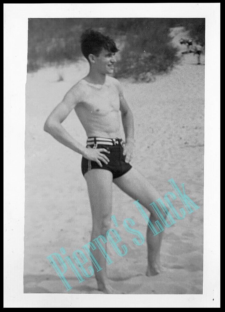 Fit and Trim Handsome Young Man in Swim Trunks Vintage 1960's Photo GAY INTEREST