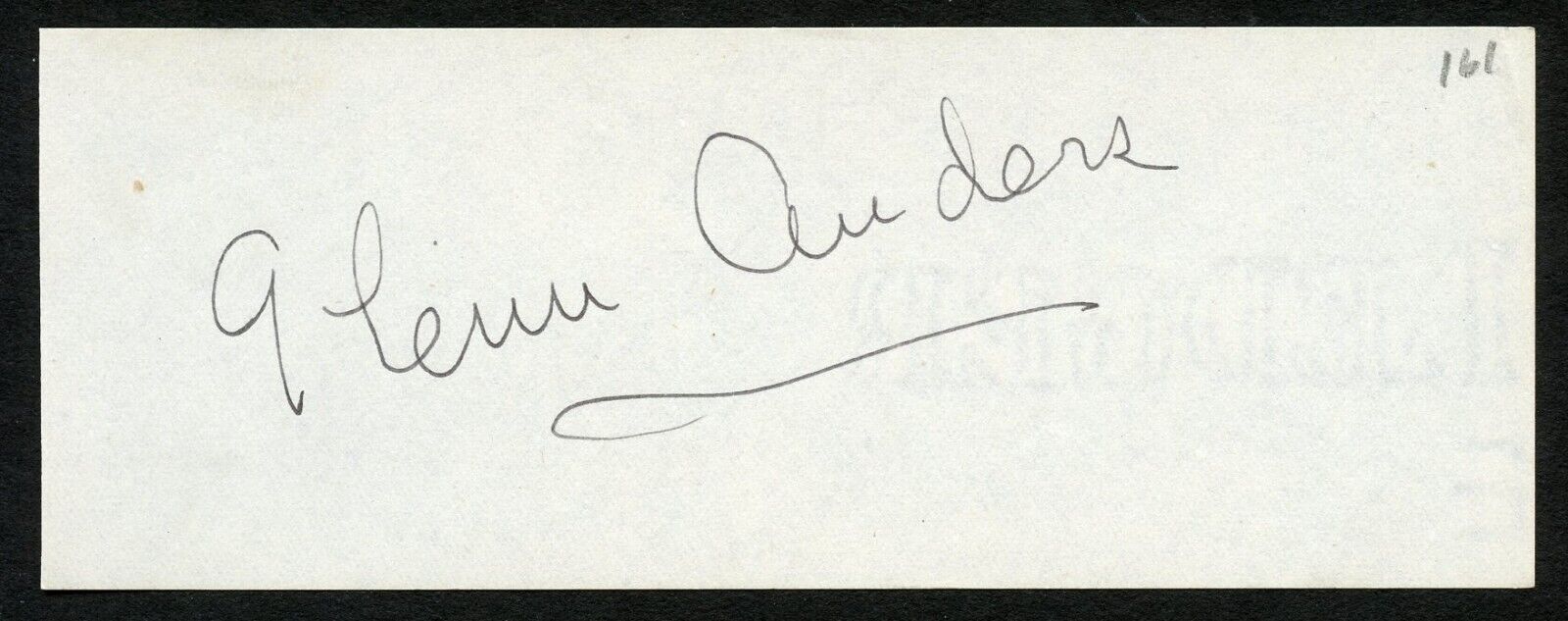 Glenn Anders d1981 signed autograph auto 2x5 cut Actor The Lady from Shanghai
