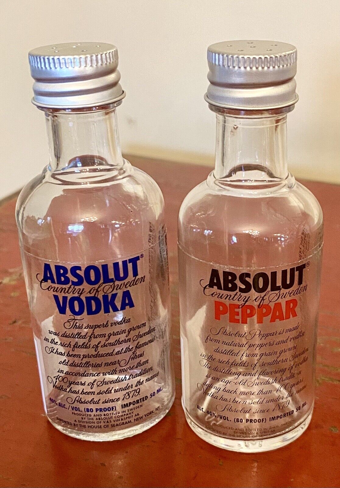 Absolut Vodka Glass Salt and Pepper Shaker Set
