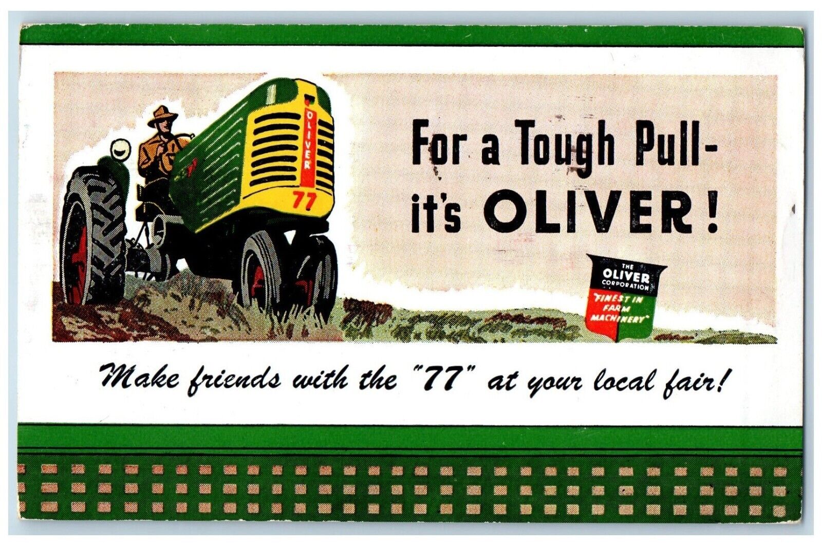 Lincoln Nebraska NE Postcard Oliver 77 Corporation Farm Machinery 1949 Vintage