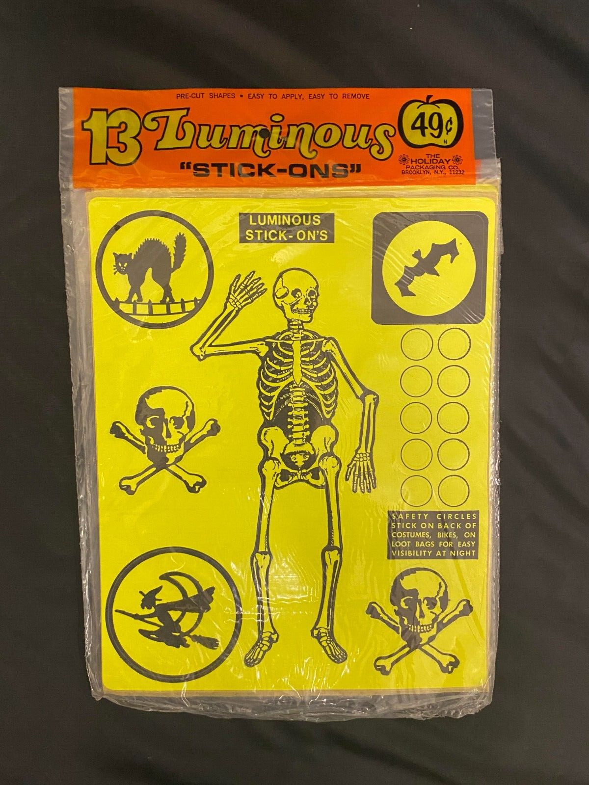 Vintage 1970's Package of 13 Halloween Luminous Stickers