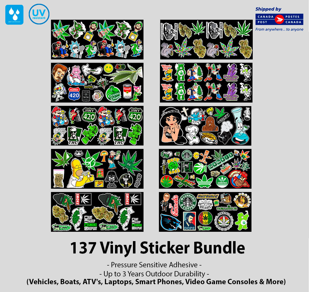 137 Weed Marijuana Cannabis Vinyl Sticker Bundle