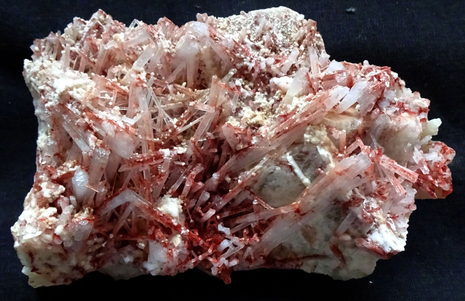 AWESOME RED SCOLESITE FORMATION W/ GREEN APOPHYLLITE AND STILBITE FOSSIL MINERAL