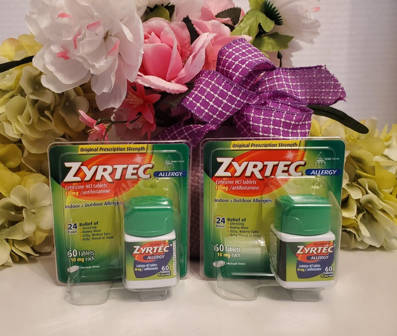 ~2 Pack~Zyrtec ~ 24 Hour Allergy Relief 60 Tablets x 2 Packs~120 Tablets *2025*