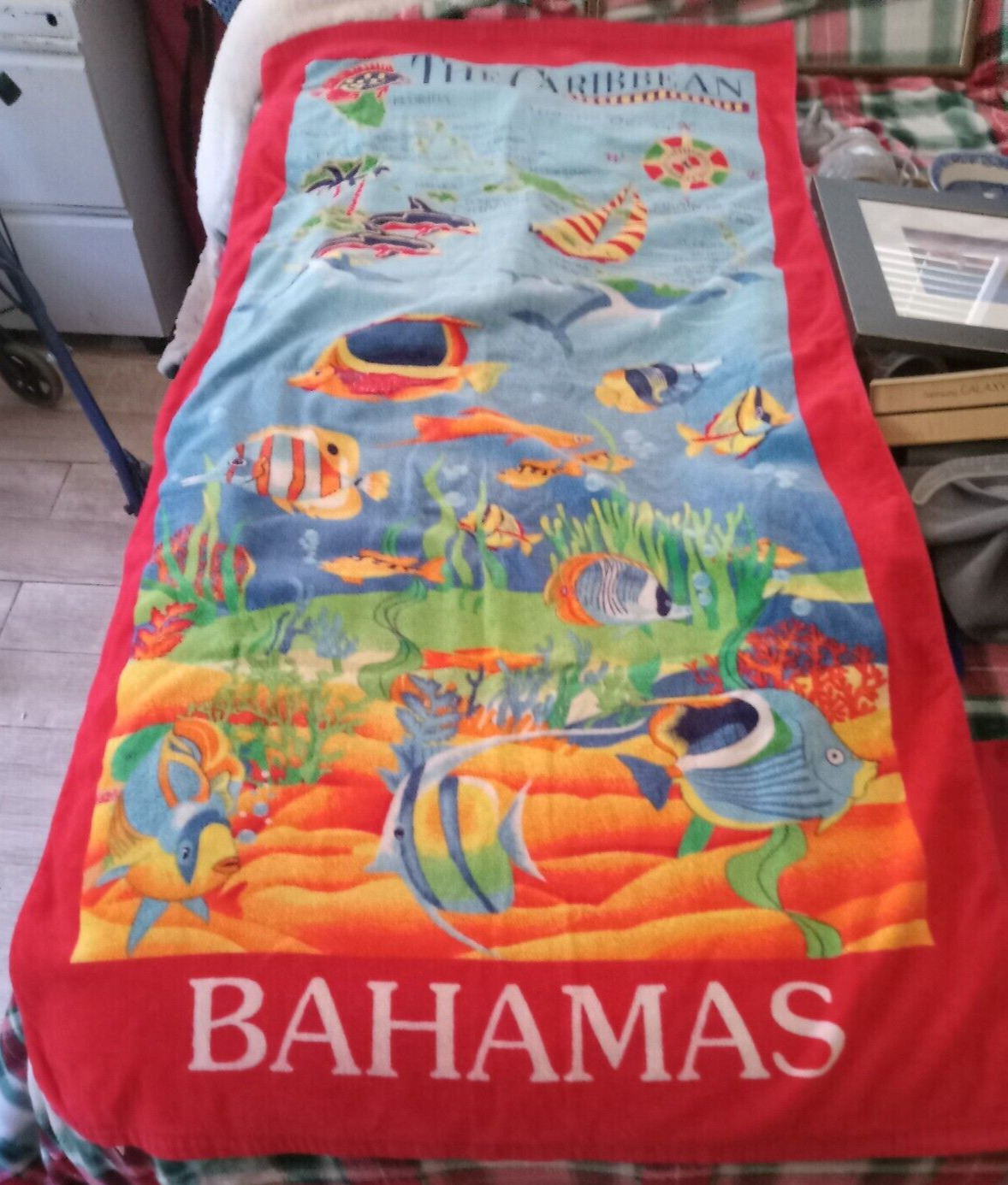 Bahamas Beach Towel Large Colorful 58-in by 29-in Souvenir Towel 100% Cotton