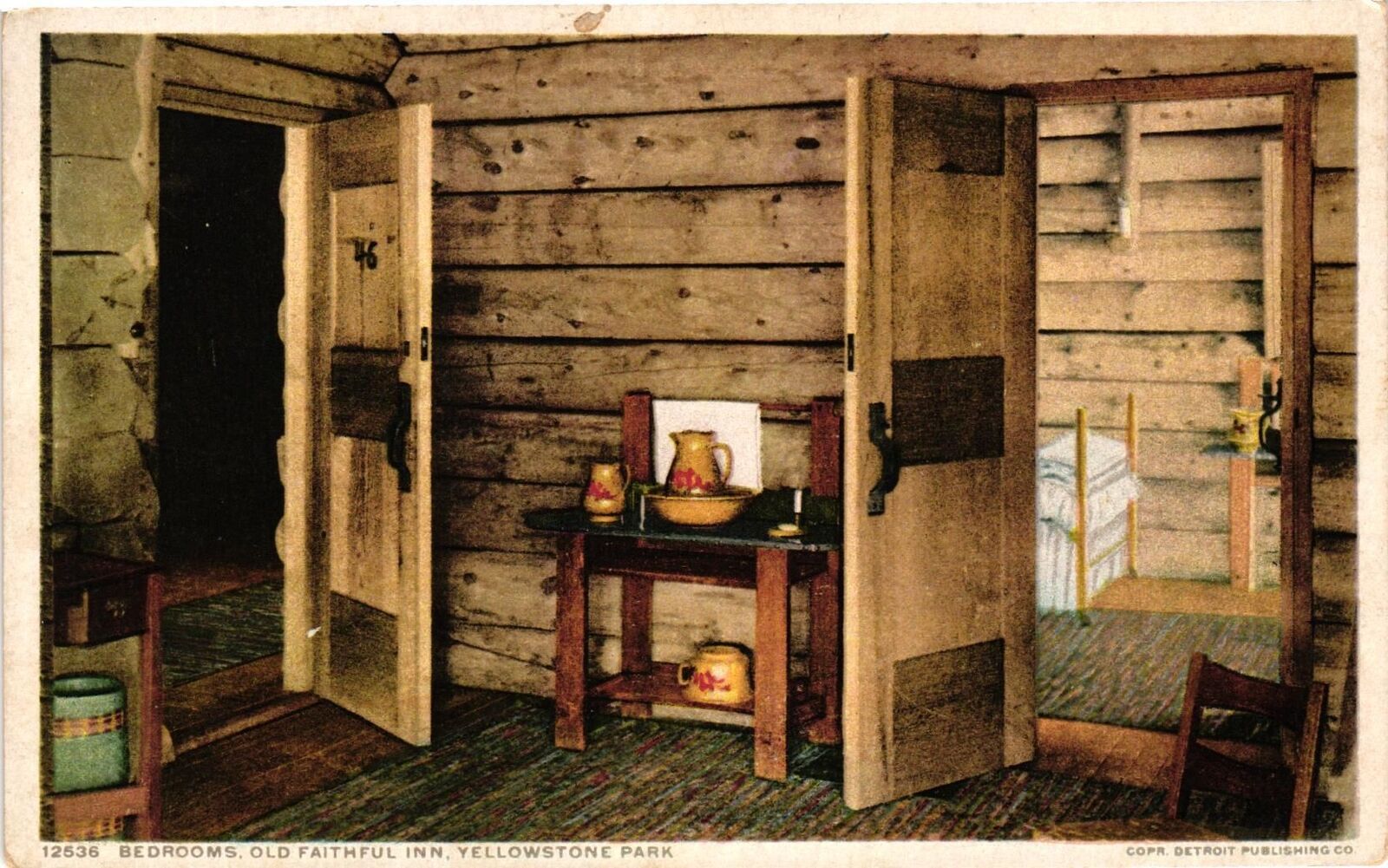 Vintage Postcard- BEDROOMS OLD FAITHFUL INN, YELLOWSTONE PARK
