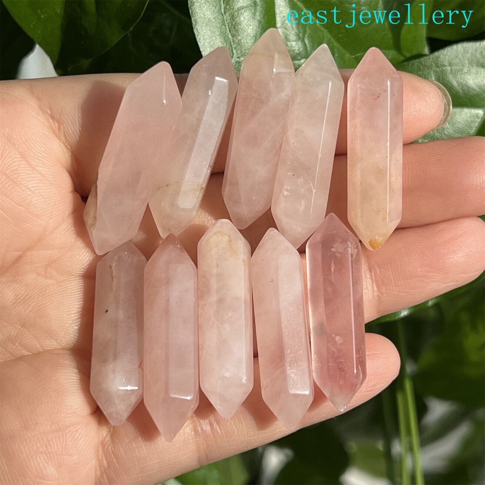 10pcs natural rose quartz obelisk quartz crystal wand double point reiki healing