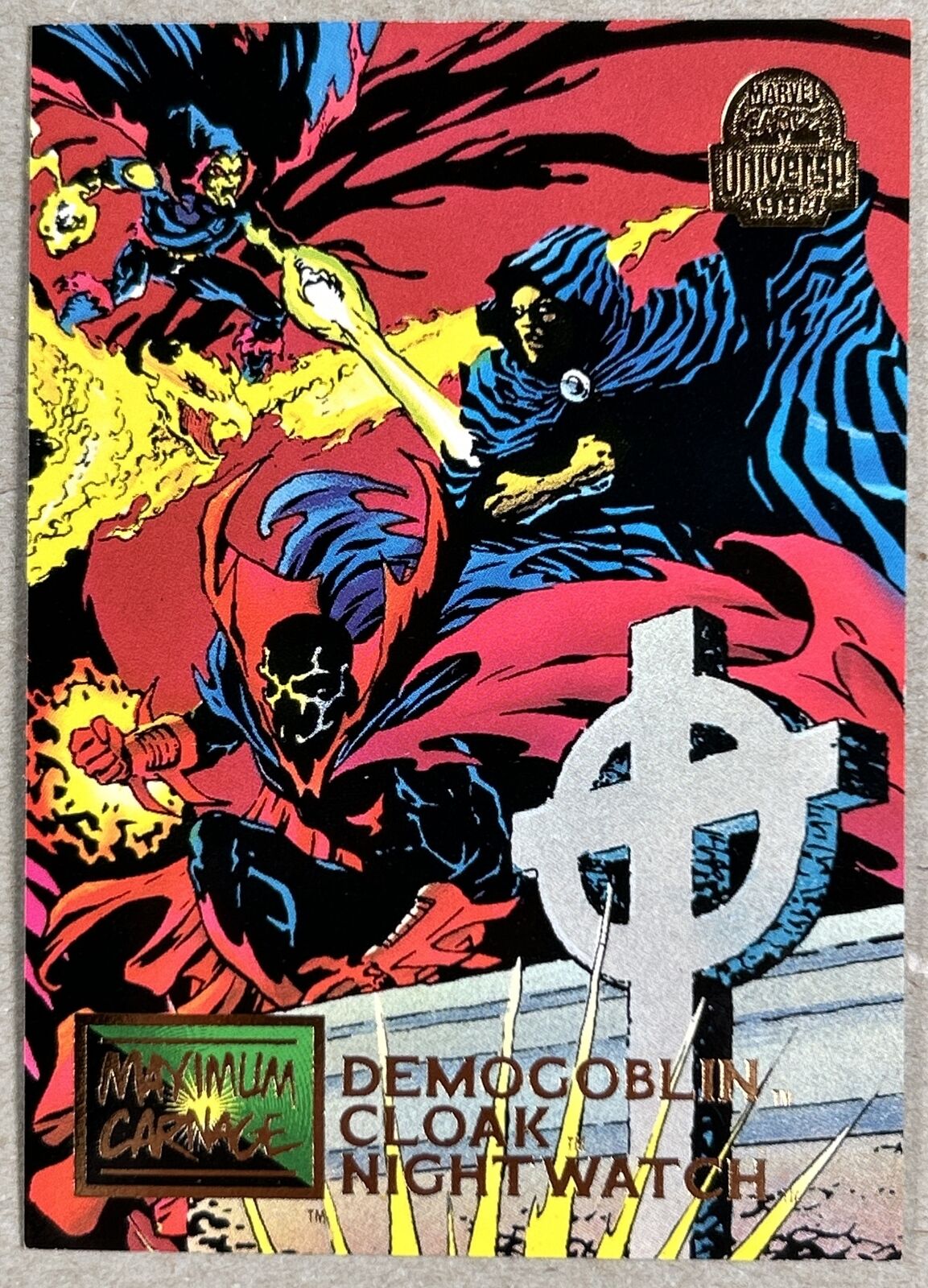 1994 Marvel Universe #21 Demogoblin Cloak Nightwatch Card Maximum Carnage 3 of 9