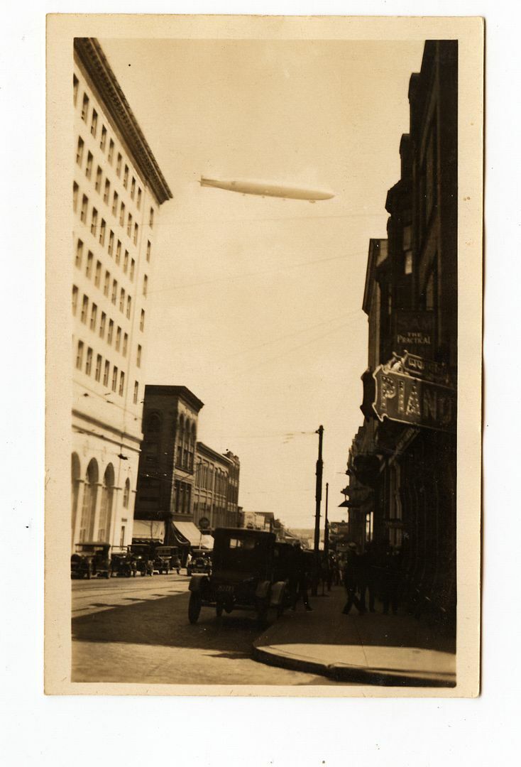 FLYING BLIMP antique real photo postcard NEW BEDFORD MA c1918 rppc