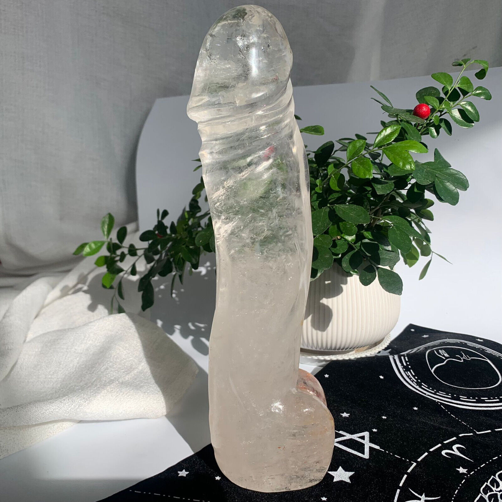 285mm 2080g Clear Quartz Penis Dick Yoni Massage Large Size Crystal Specimen