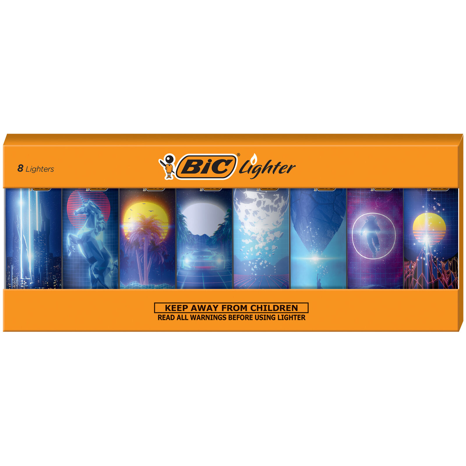 BIC Special Edition Retro Wave Series Lighters, Set of 8 Lighters