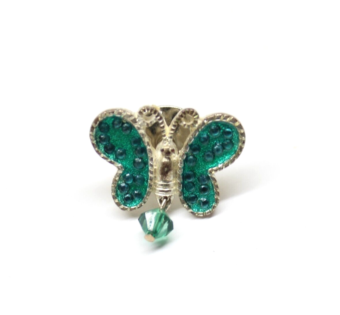 AVON Dark Aqua Green Birthstone Butterfly Pin Lapel Enamel Collectible