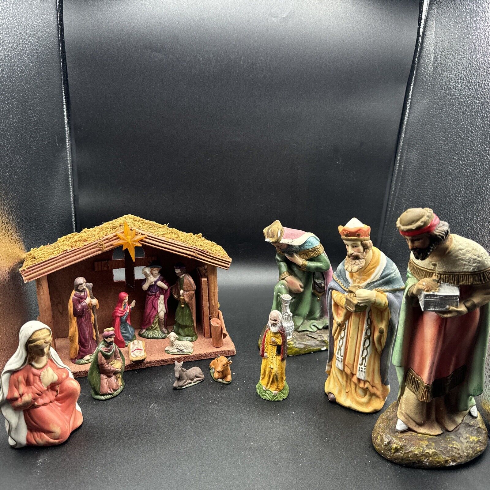 Nativity Set Mary Joseph Baby Jesus Wise Men Christmas Decor Lamb Cow Donkey