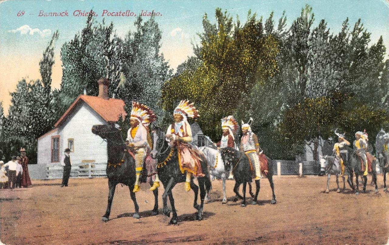 Bannock Chiefs, Pocatello, Idaho Native American Indians c1910s Vintage Postcard