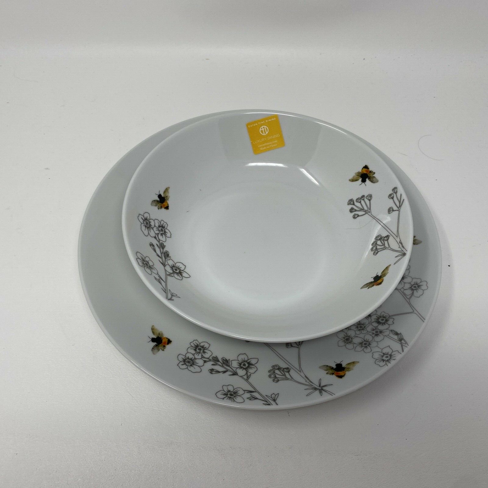 Eaton Fine Dining Bee 10in Dinner & 8in ceramic Bowl Set AA02B11008