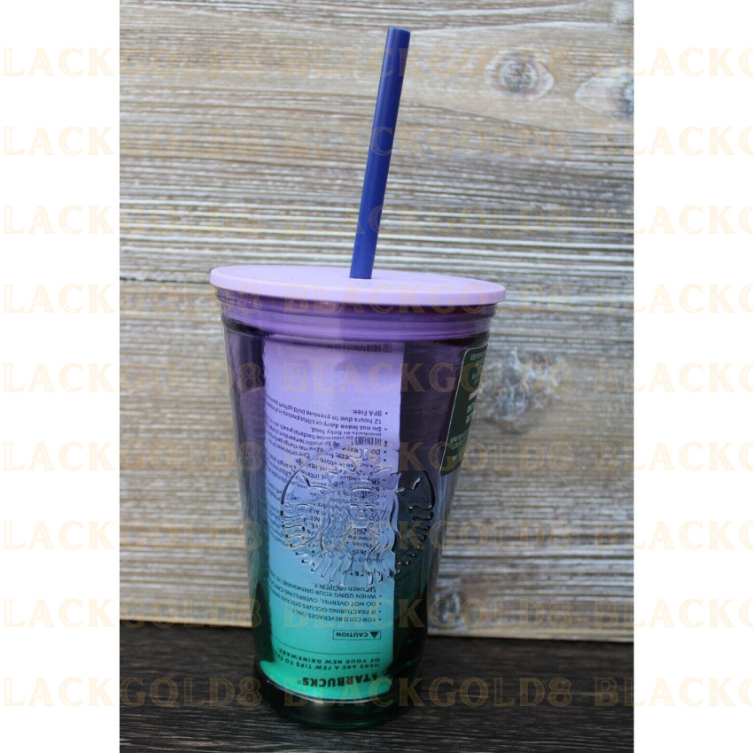 NEW Starbucks Purple Glass 100% Post-Consumer Recycled with Plastic Lid 16oz