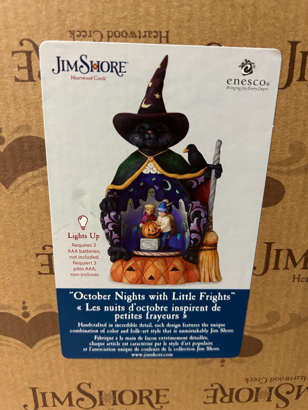 Jim Shore October Nights with Little Frights Cat & Pumpk Lights Up Halloween NIB
