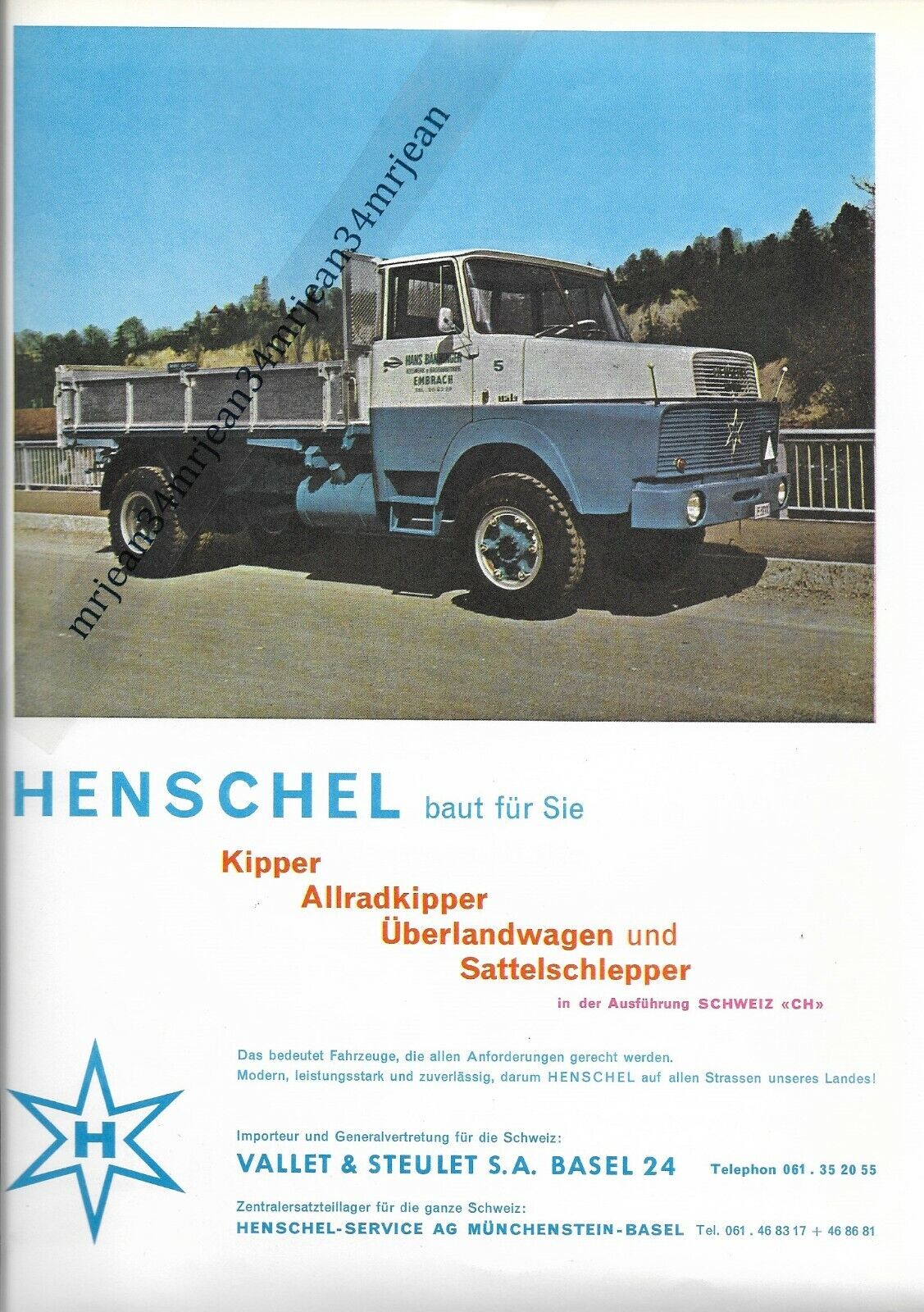 Antique TRUCK HENSCHEL CLIPPING TRUCK PRESS CUTOUT & VEITH Swiss Tires 