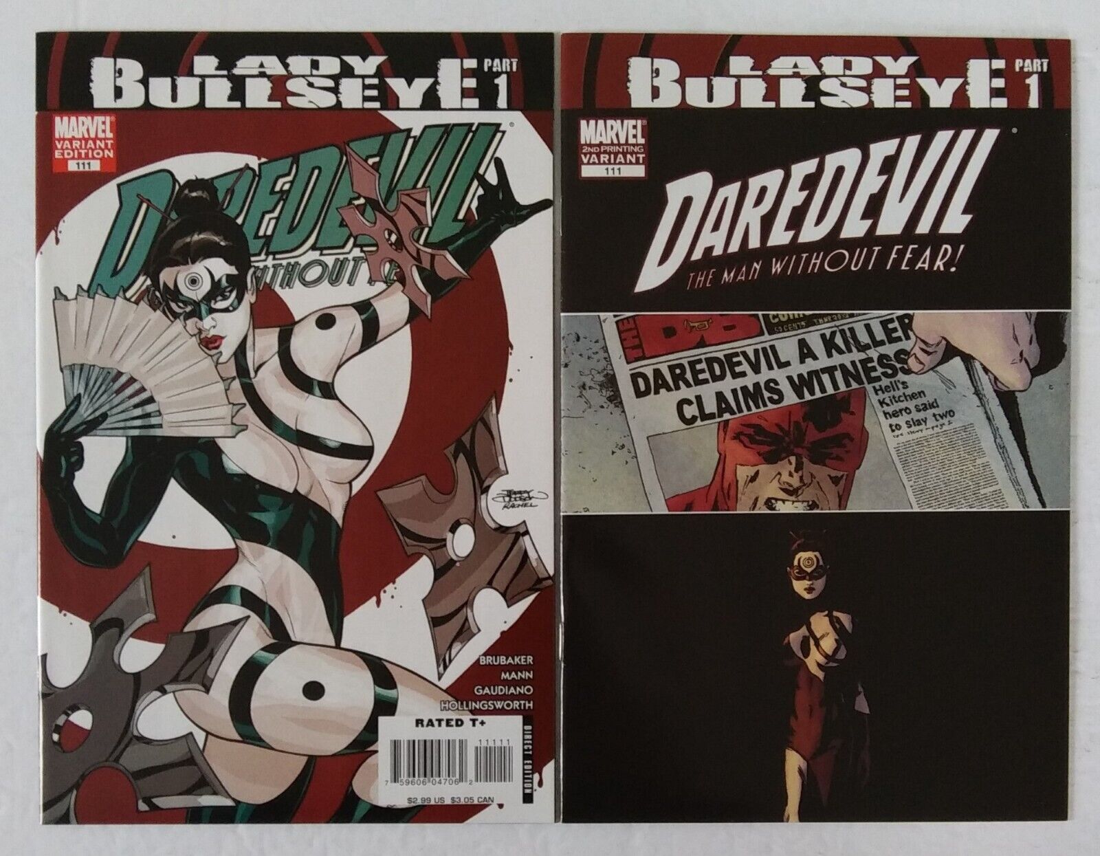 Daredevil #111 (Lady Bullseye 1st Appearance) 1st & 2nd Print Variant Covers Set