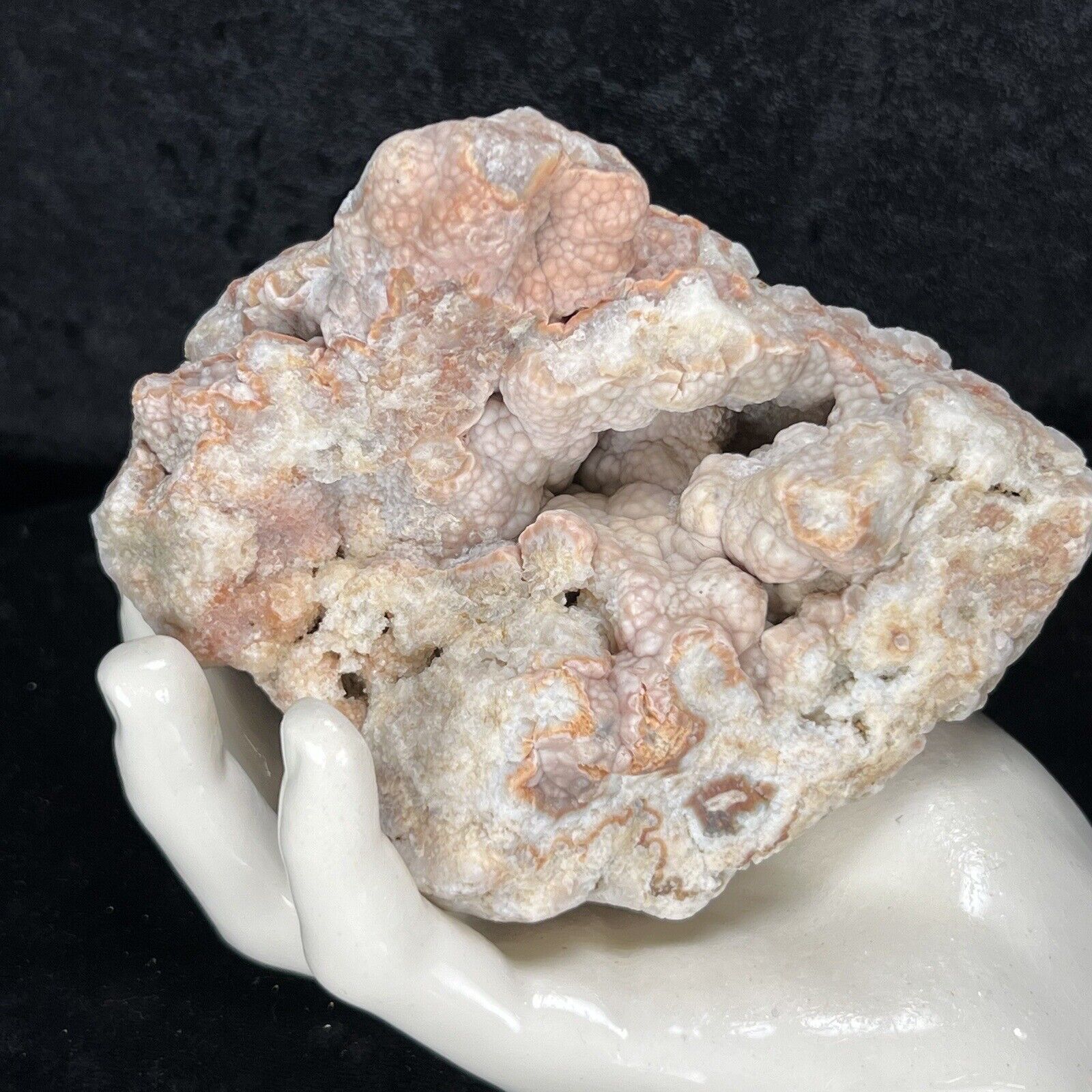 4-3/4” Natural Pink Botryoidal Chalcedony Crystal Agate Rough Quartz Geode
