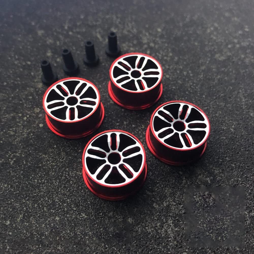 Mini 4WD aluminum wheels set of 4 (wheel diameter 20.5mm) twin spokes (red)