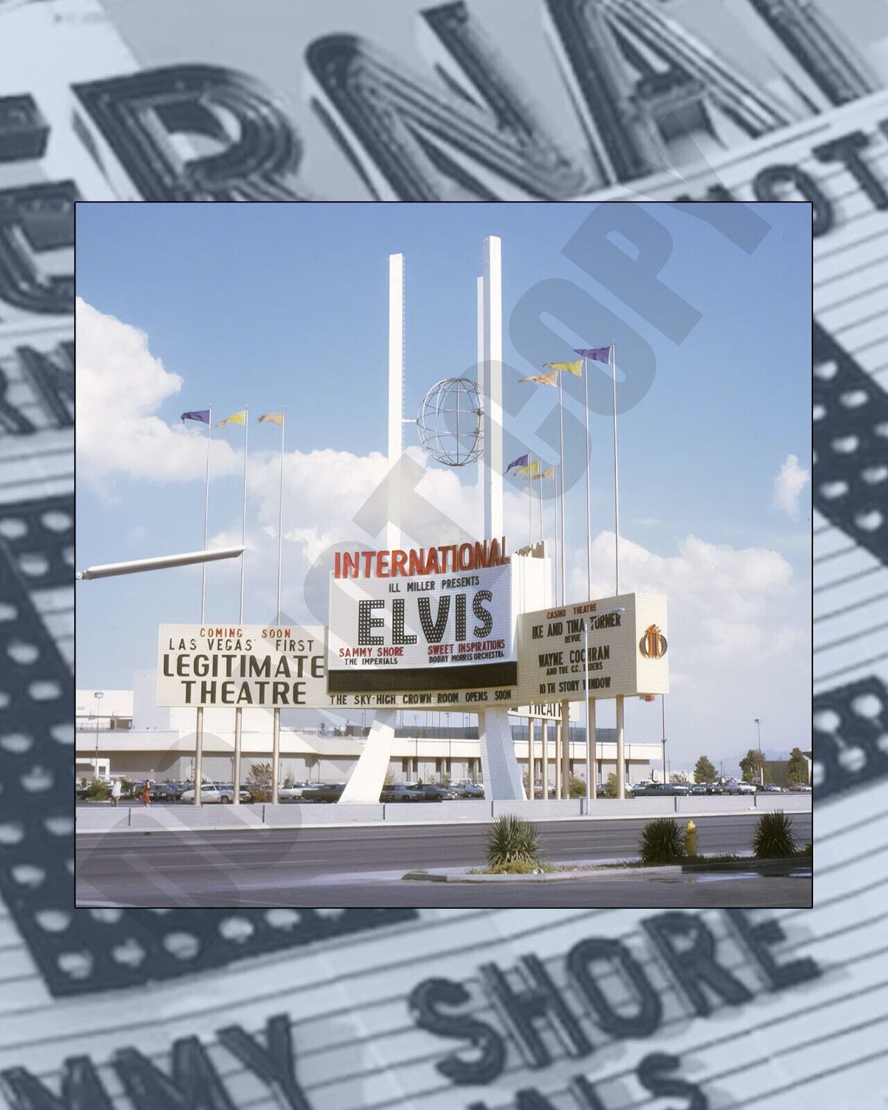 1969 Elvis Presley Las Vegas International Marque Concert Sign Art 8x10 Photo