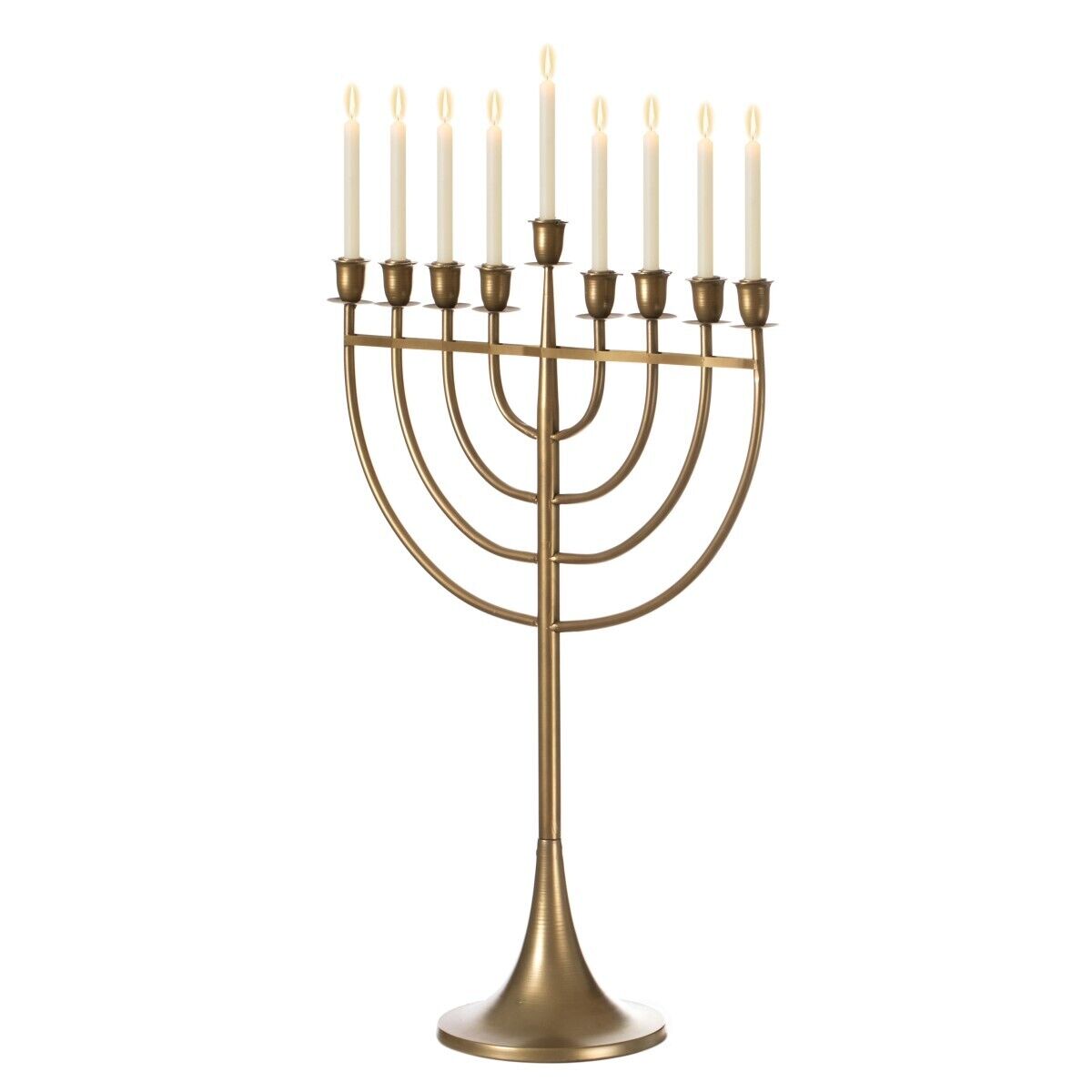 Vintiquewise QI004119.GD.M Modern Solid Metal Judaica Hanukkah Menorah 