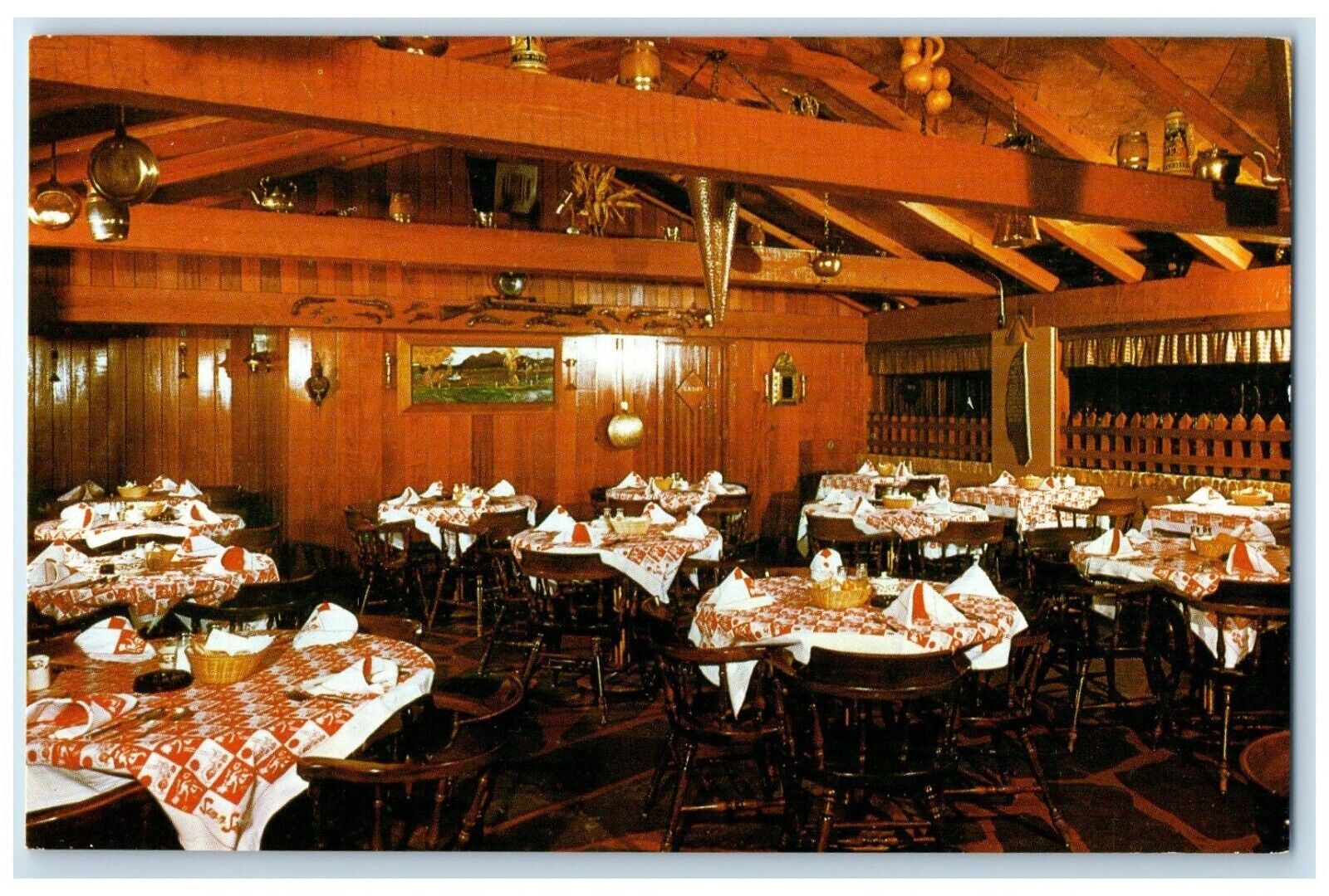 c1960 Interior Sun-N-Sand Motor Hotel Restaurant Biloxi Mississippi MS Postcard