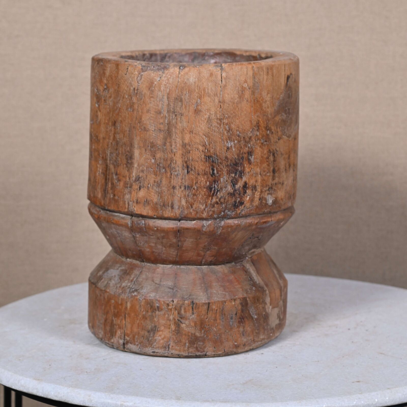 Indian Vintage Wooden Himachal Storage Water Pot handmade OKHALI PLANTER 7.90 kg