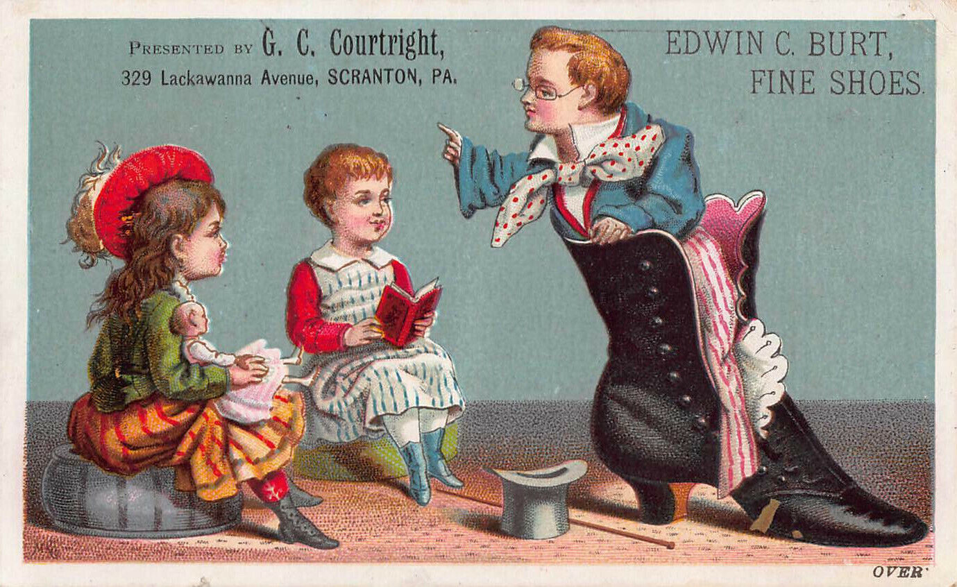 Edwin C. Burt, Fine Shoes, 1882 Trade Card and Calendar, Size: 72 mm x 118 mm