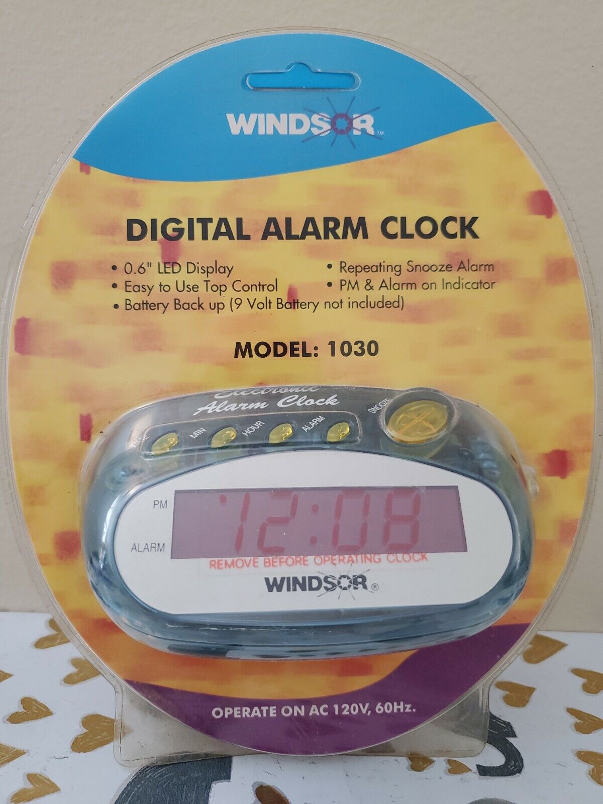 RARE NW 1996 Windsor Digital Alarm Clock Transparent Blue Neon Yellow Buttons 😎