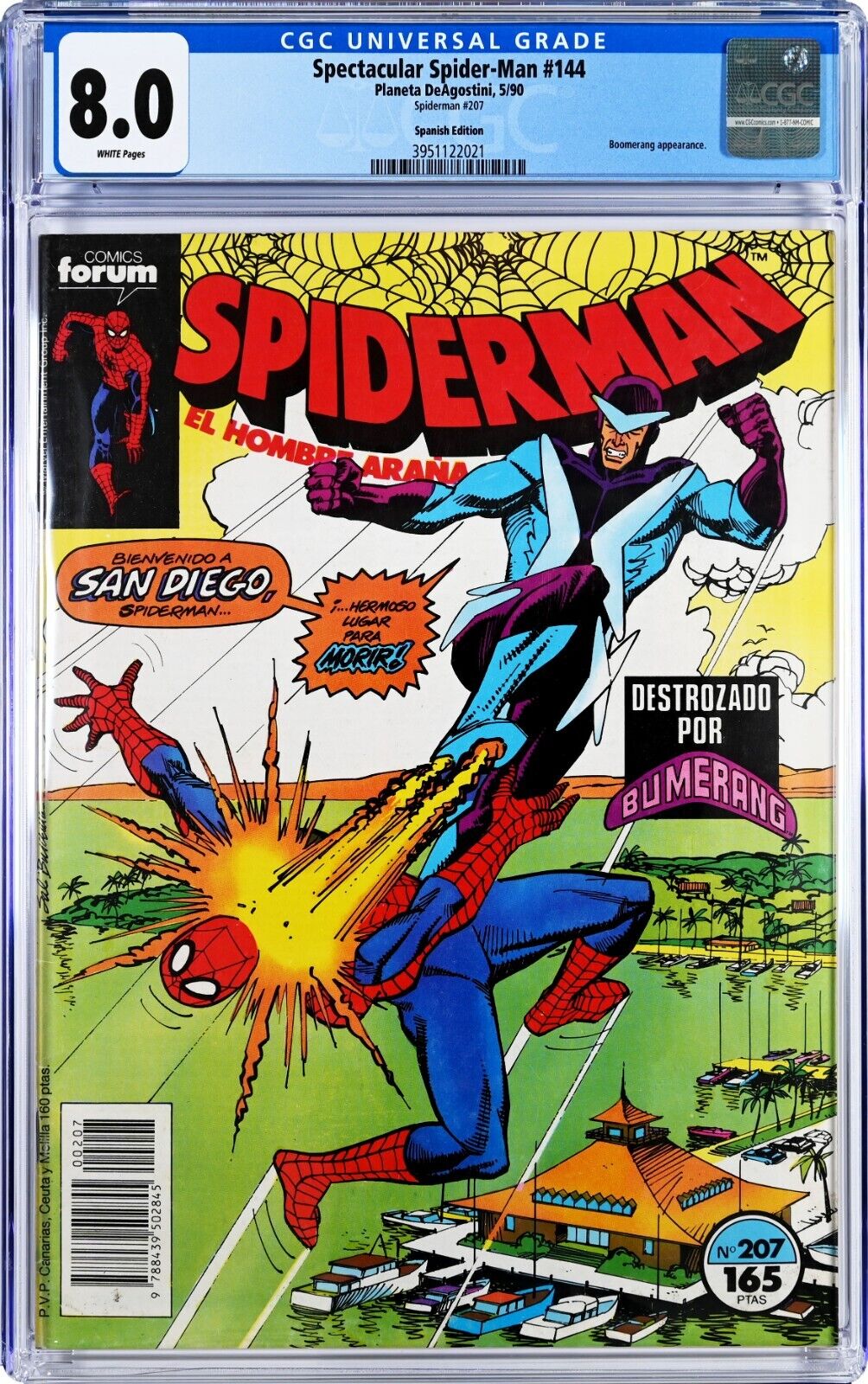 Spiderman El Hombre Arana #207 CGC 8.0 (May 1990, DeAgostini) Spanish Edition