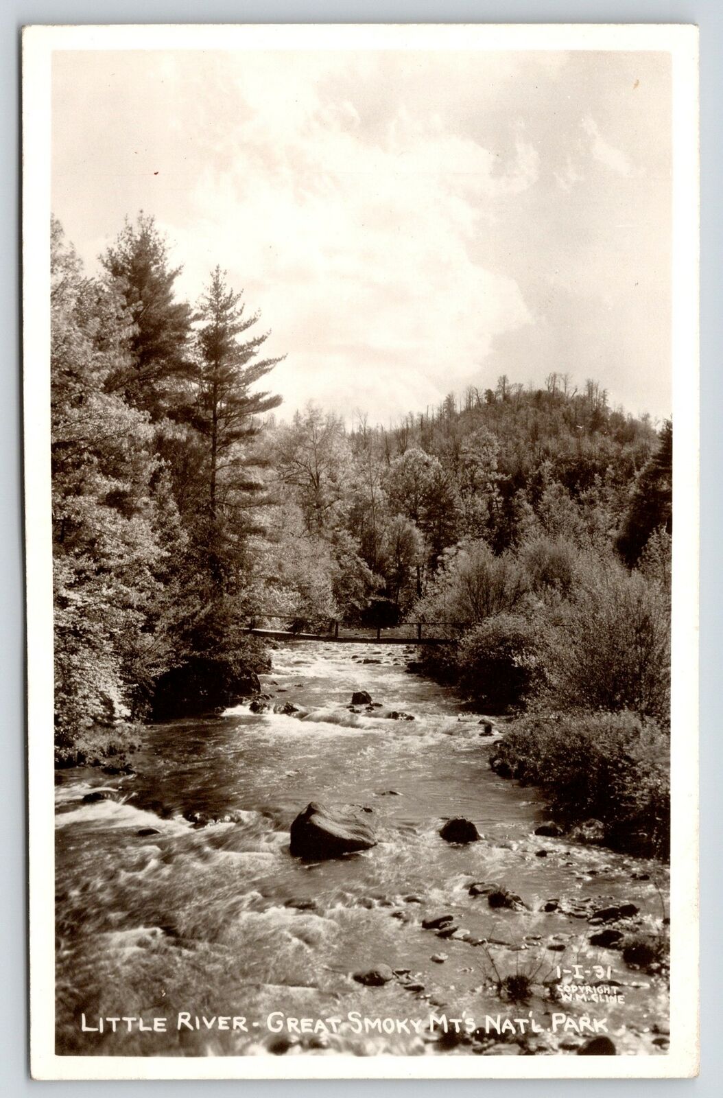 Great Smoky Mts National Park North Carolina~Little River Rocks~Bridge~1940 RPPC