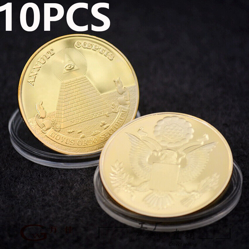 10PCS National Emblem US Dollar Collect Gift Masonic Coin Badge Eye Freemason