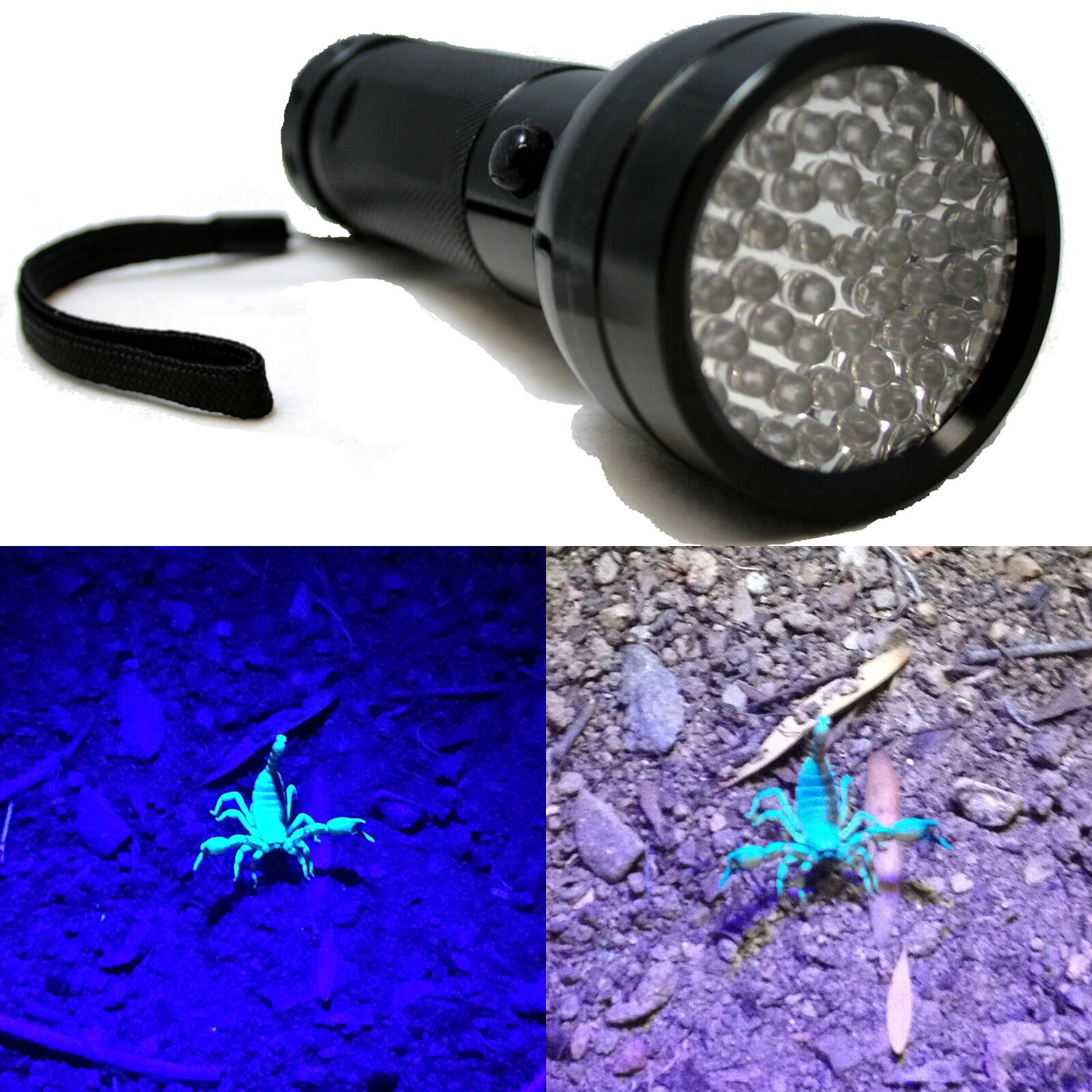 51 UV LED Ultra Violet Flashlight Blacklight AA Scorpion Detector Hunter Finder