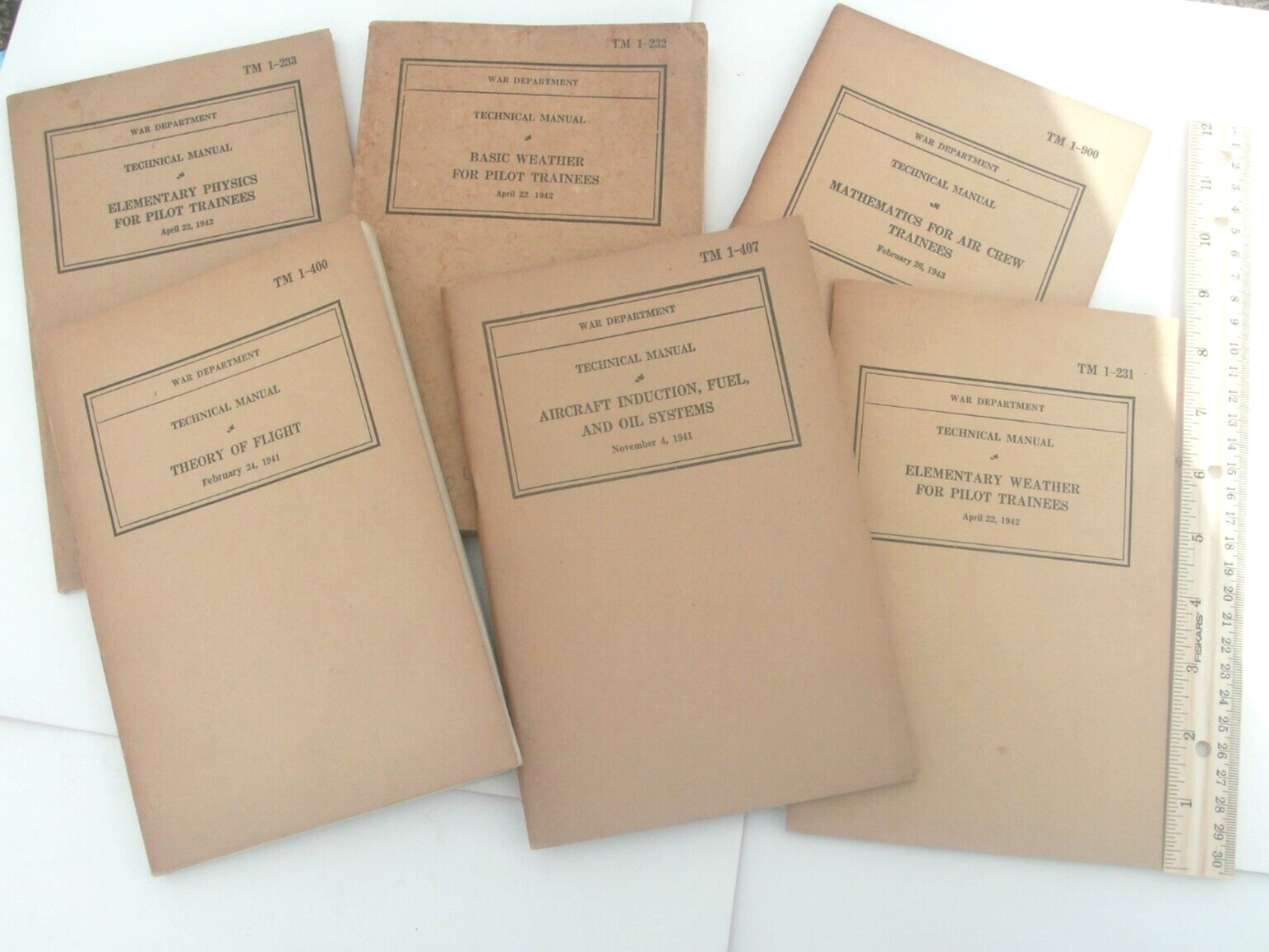 Lot of 6 War Department TMs Theory of Flight and 5 others 1941 - 1943