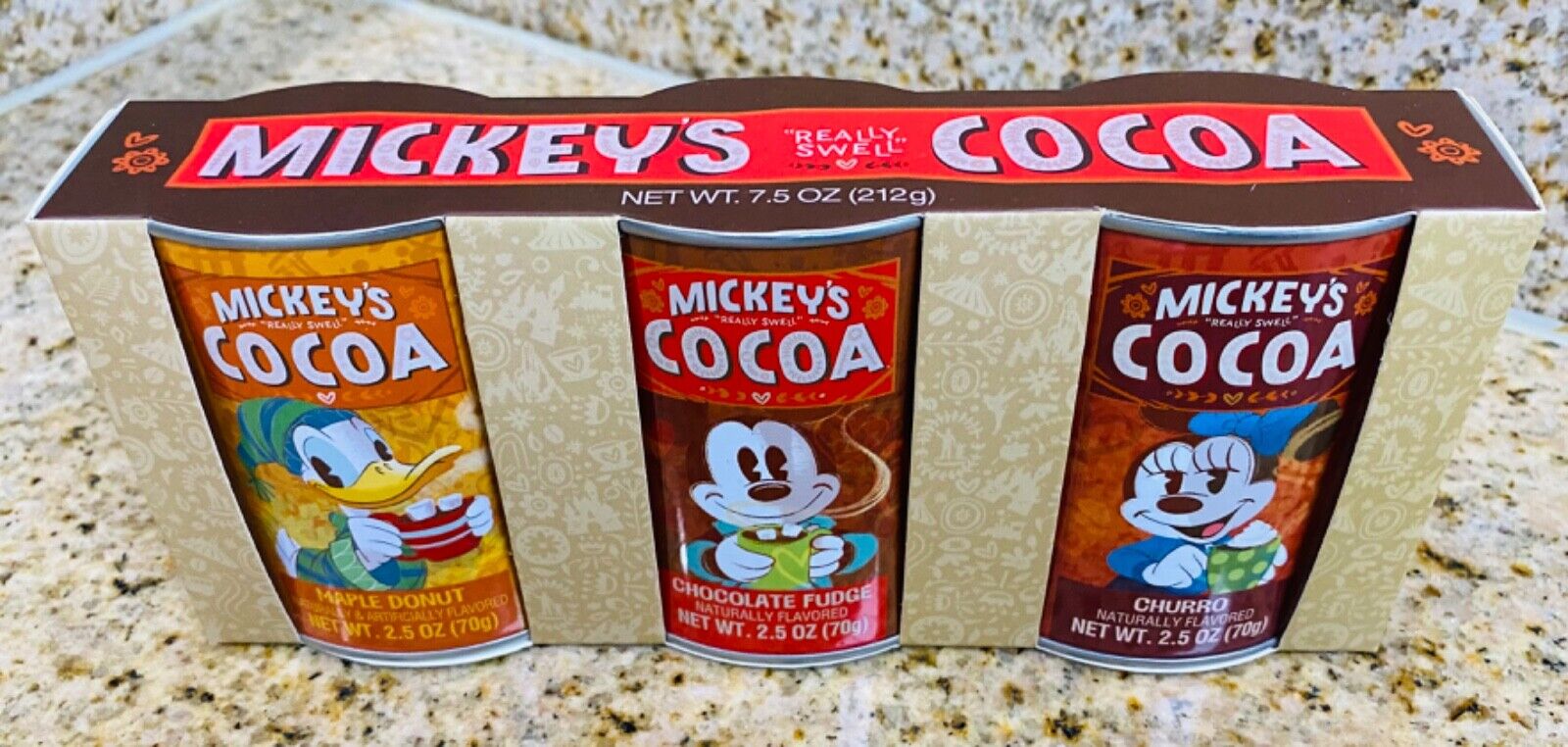 Disney Parks Mickey's Cocoa 3 Flavor Tin Pack 2.5 oz NEW Fudge Churro Maple NEW