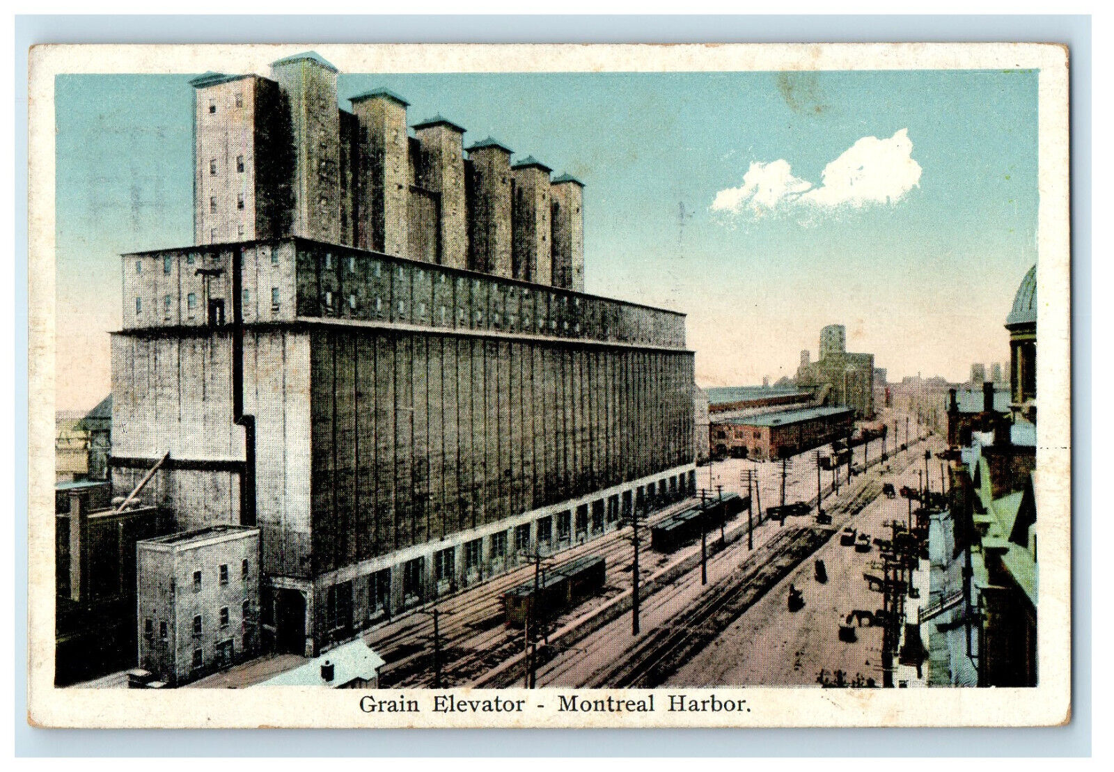 1924 Grain Elevator Montreal Harbor Quebec Canada Posted Cancel Postcard