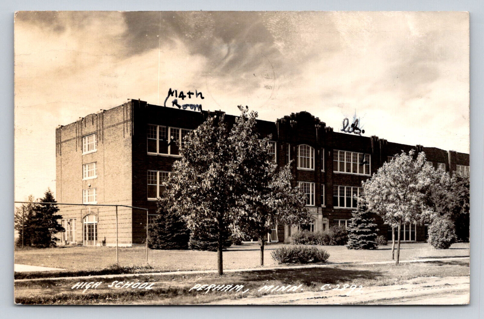 c1947 RPPC High School Perham Minnesota Real Photo P722